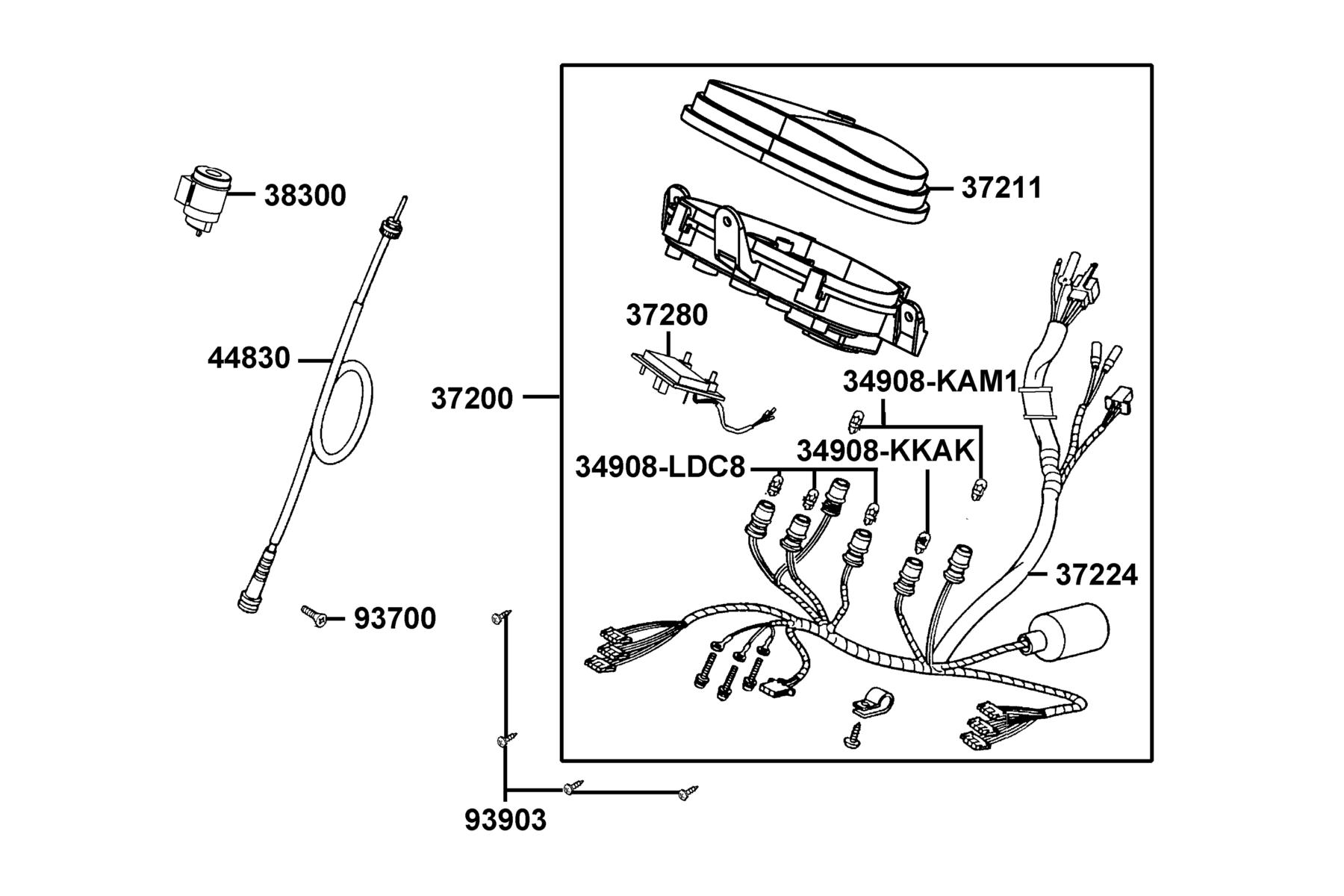 LIKE 50(2013~) Speedometer parts diagram